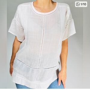 Vince Ramie White Tunic Size Small